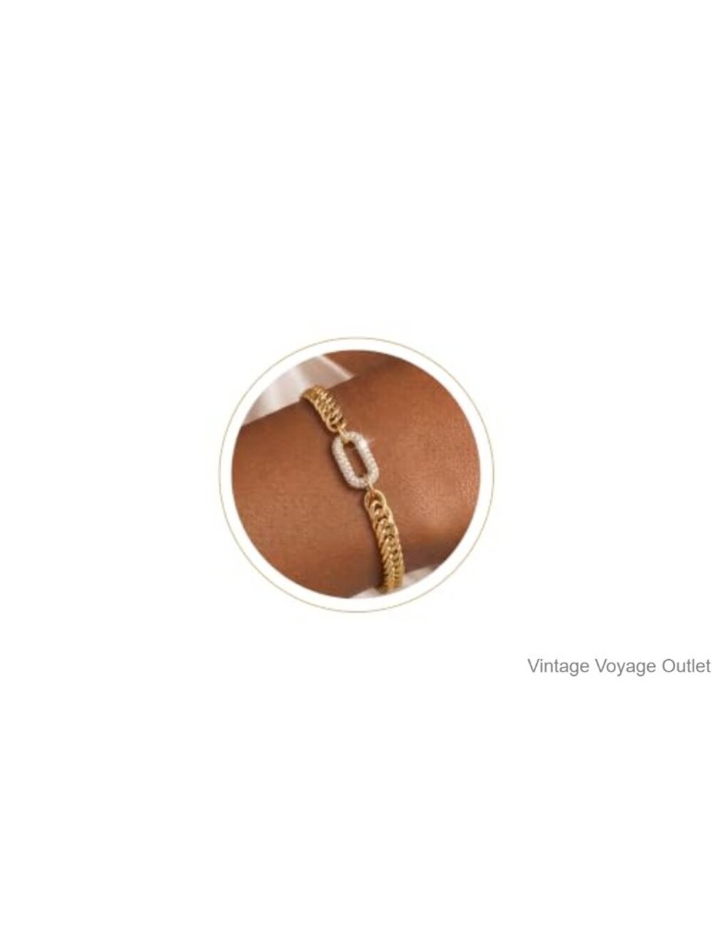 Chunky Gold Plated Cuban Link Bracelet CZ Charm Adjustable